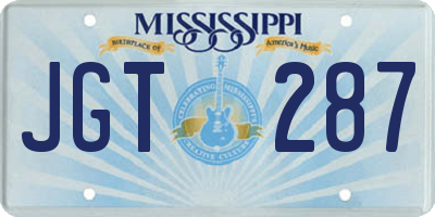 MS license plate JGT287