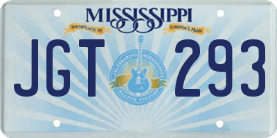 MS license plate JGT293