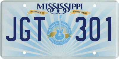MS license plate JGT301