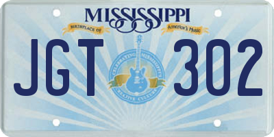 MS license plate JGT302