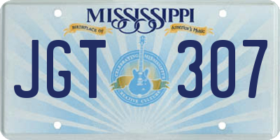 MS license plate JGT307