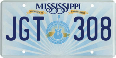 MS license plate JGT308