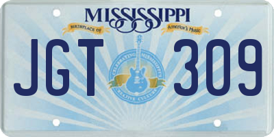 MS license plate JGT309
