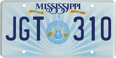 MS license plate JGT310