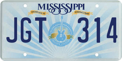 MS license plate JGT314