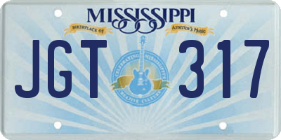MS license plate JGT317