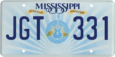 MS license plate JGT331
