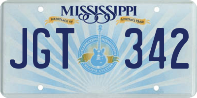 MS license plate JGT342