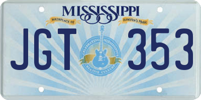 MS license plate JGT353