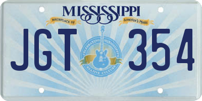 MS license plate JGT354