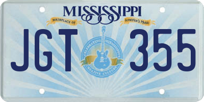 MS license plate JGT355