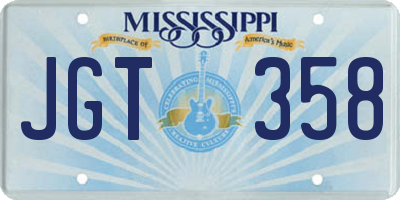 MS license plate JGT358