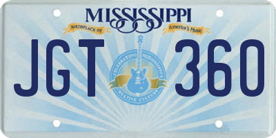 MS license plate JGT360