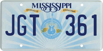 MS license plate JGT361