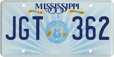 MS license plate JGT362