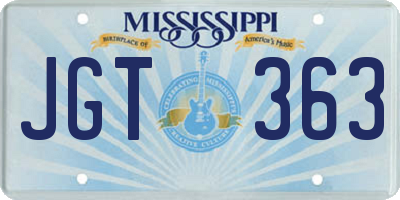 MS license plate JGT363