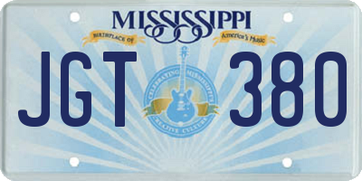 MS license plate JGT380