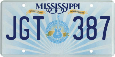 MS license plate JGT387