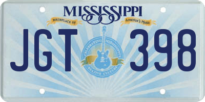 MS license plate JGT398