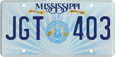 MS license plate JGT403