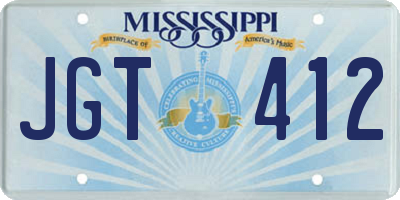 MS license plate JGT412