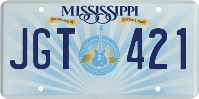 MS license plate JGT421