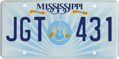 MS license plate JGT431