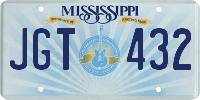 MS license plate JGT432