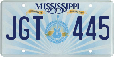 MS license plate JGT445