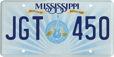 MS license plate JGT450