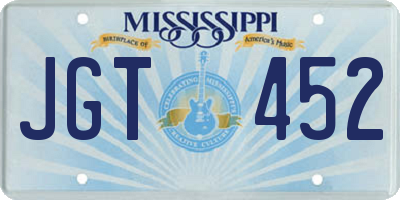 MS license plate JGT452