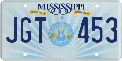 MS license plate JGT453