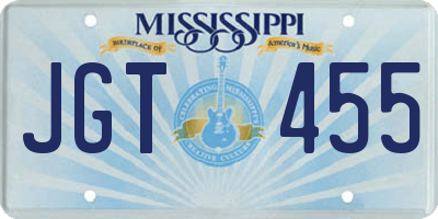 MS license plate JGT455