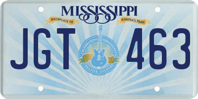 MS license plate JGT463