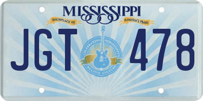 MS license plate JGT478