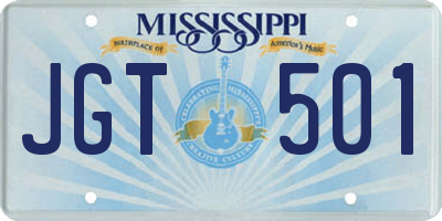 MS license plate JGT501