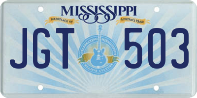 MS license plate JGT503
