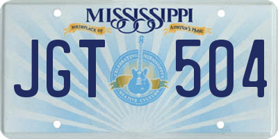 MS license plate JGT504
