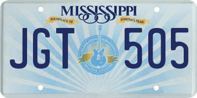 MS license plate JGT505