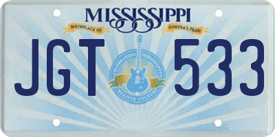 MS license plate JGT533