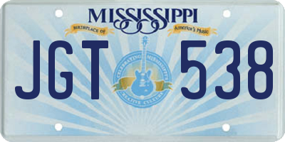 MS license plate JGT538