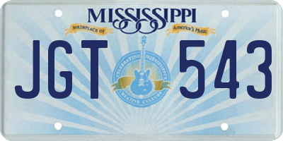 MS license plate JGT543