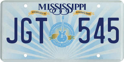 MS license plate JGT545