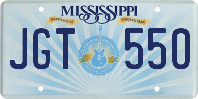 MS license plate JGT550