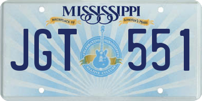 MS license plate JGT551