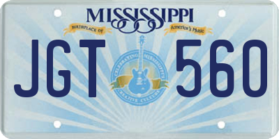 MS license plate JGT560