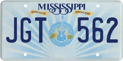 MS license plate JGT562