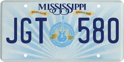 MS license plate JGT580
