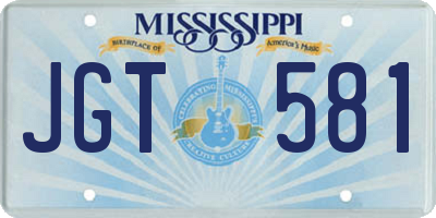 MS license plate JGT581
