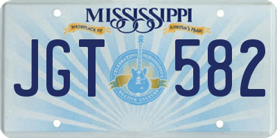 MS license plate JGT582